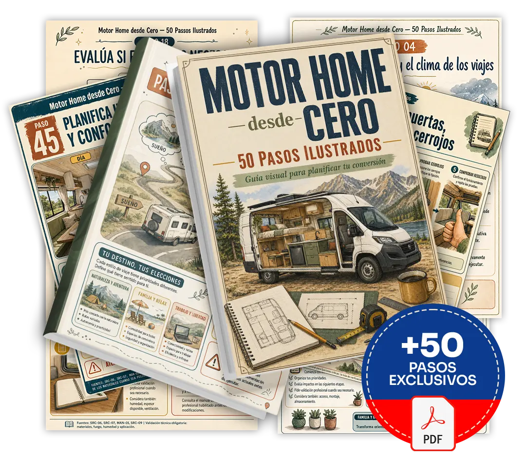 Mockup principal de Motor Home Desde Cero — 50 Pasos Ilustrados