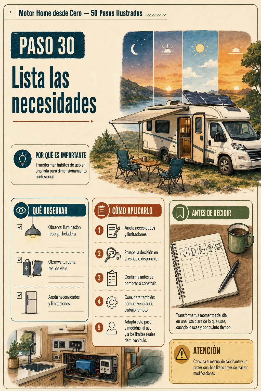 Paso 30: enumera las necesidades eléctricas